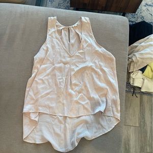 Light pink, lightweight satin top high low hem